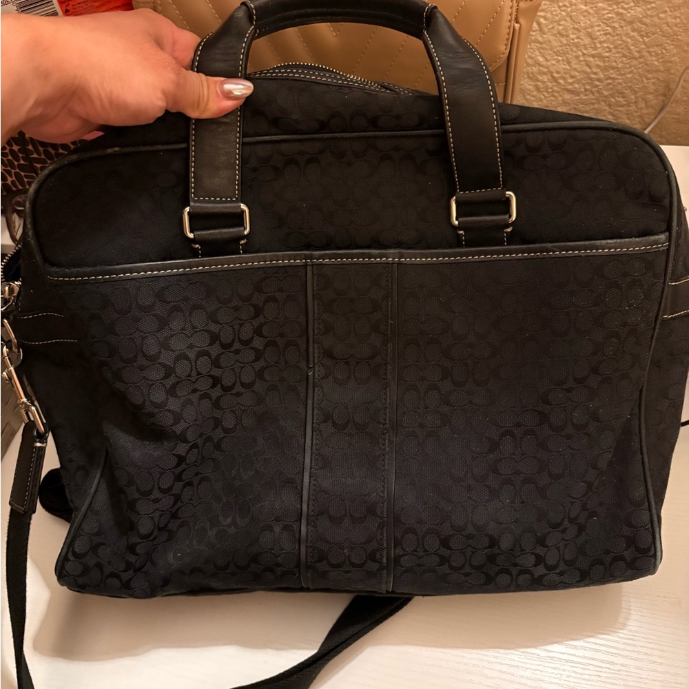 Coach Black Signature Laptop Briefcase